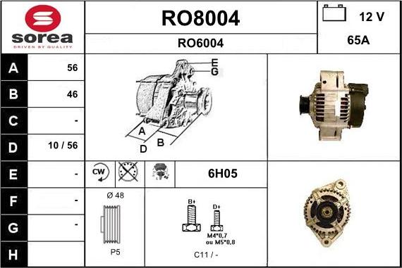 SNRA RO8004 - Alternator furqanavto.az