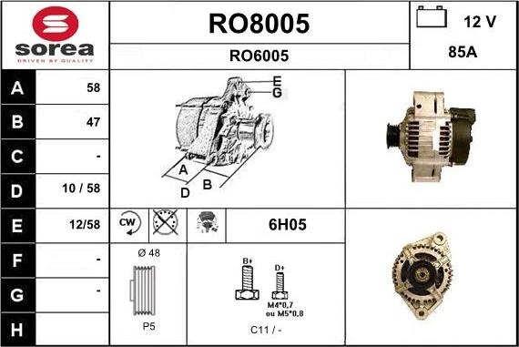 SNRA RO8005 - Alternator furqanavto.az