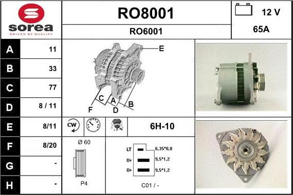 SNRA RO8001 - Alternator furqanavto.az