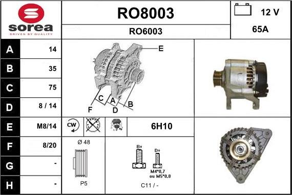 SNRA RO8003 - Alternator furqanavto.az