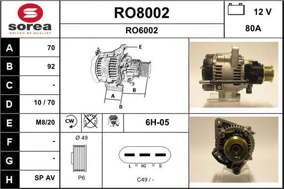 SNRA RO8002 - Alternator furqanavto.az