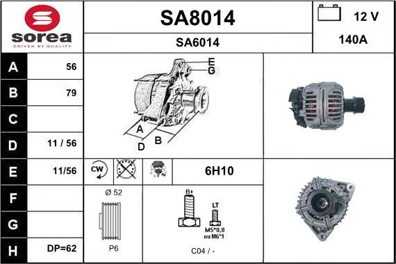 SNRA SA8014 - Alternator furqanavto.az