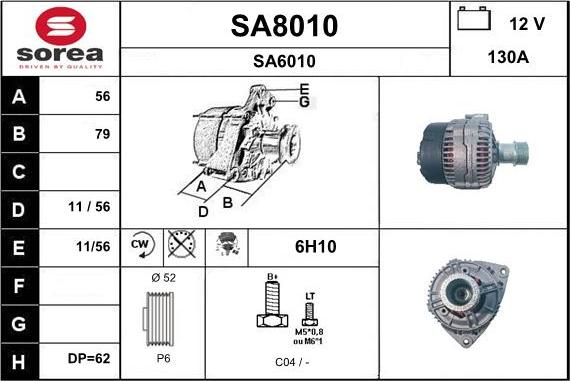 SNRA SA8010 - Alternator furqanavto.az