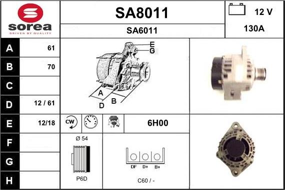 SNRA SA8011 - Alternator furqanavto.az