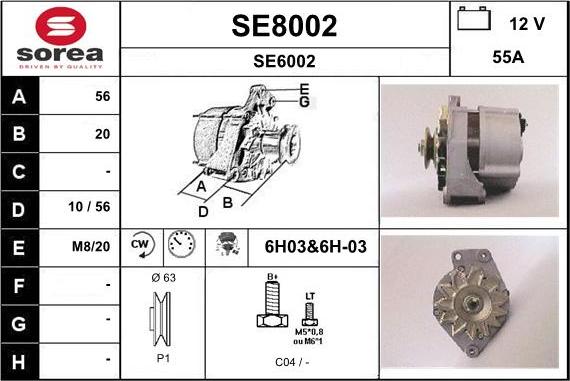 SNRA SE8002 - Alternator furqanavto.az