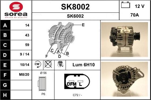 SNRA SK8002 - Alternator furqanavto.az