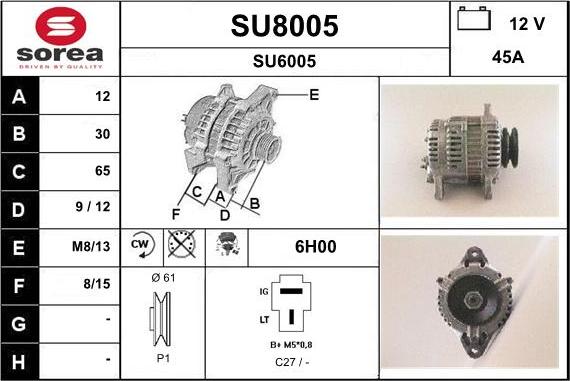 SNRA SU8005 - Alternator furqanavto.az