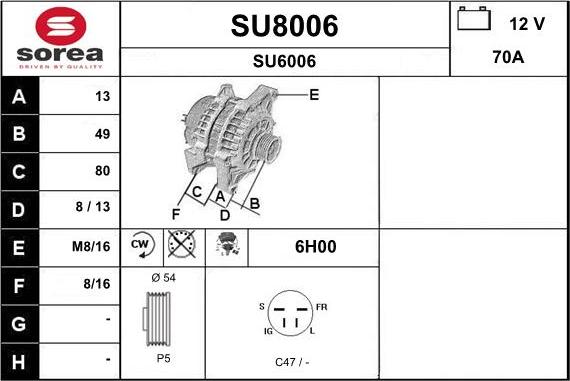SNRA SU8006 - Alternator furqanavto.az