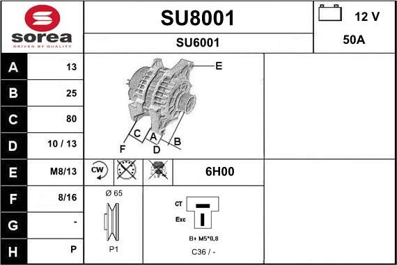 SNRA SU8001 - Alternator furqanavto.az