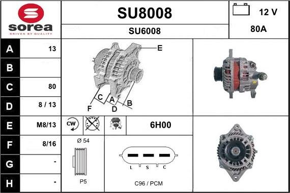 SNRA SU8008 - Alternator furqanavto.az