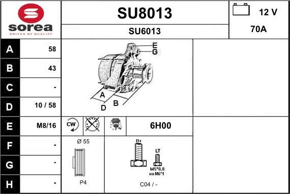 SNRA SU8013 - Alternator furqanavto.az