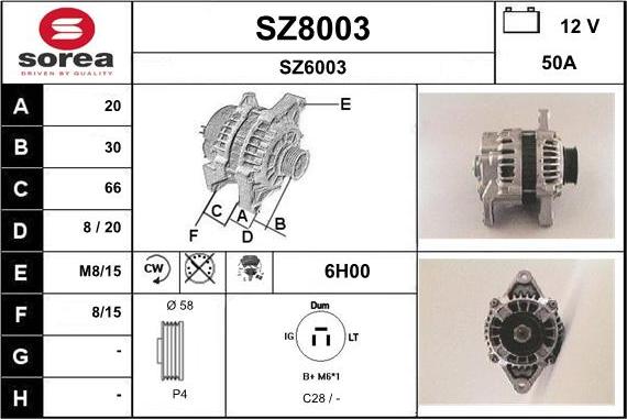 SNRA SZ8003 - Alternator furqanavto.az