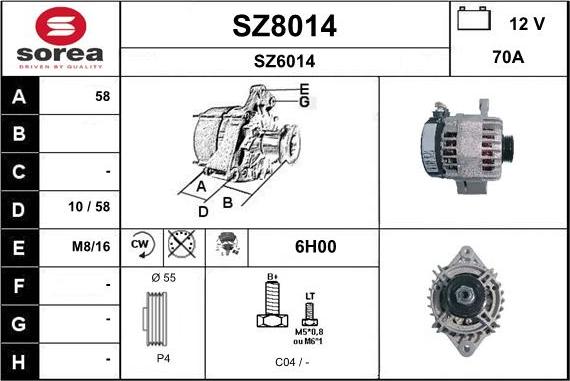 SNRA SZ8014 - Alternator furqanavto.az