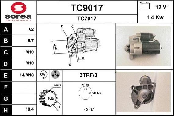 SNRA TC9017 - Başlanğıc furqanavto.az