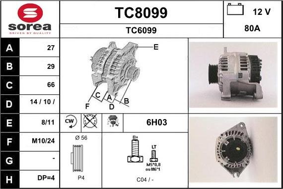 SNRA TC8099 - Alternator furqanavto.az