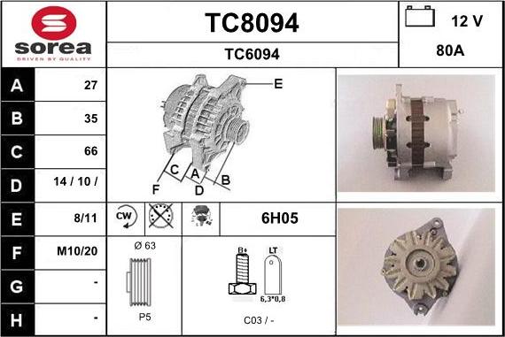 SNRA TC8094 - Alternator furqanavto.az