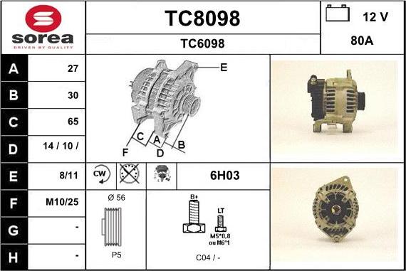 SNRA TC8098 - Alternator furqanavto.az