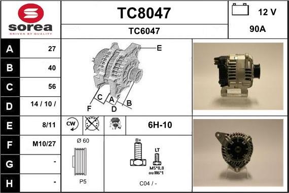 SNRA TC8047 - Alternator furqanavto.az