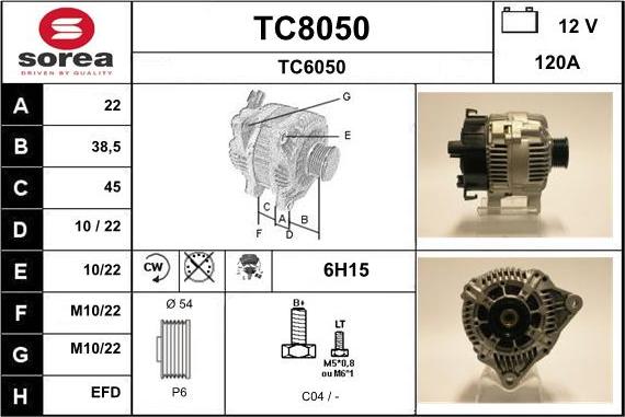 SNRA TC8050 - Alternator furqanavto.az