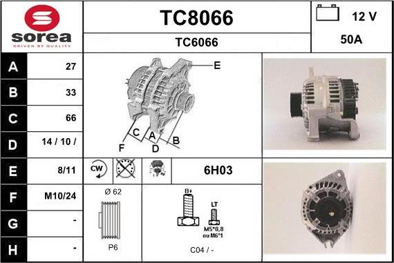 SNRA TC8066 - Alternator furqanavto.az