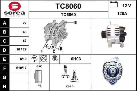 SNRA TC8060 - Alternator furqanavto.az