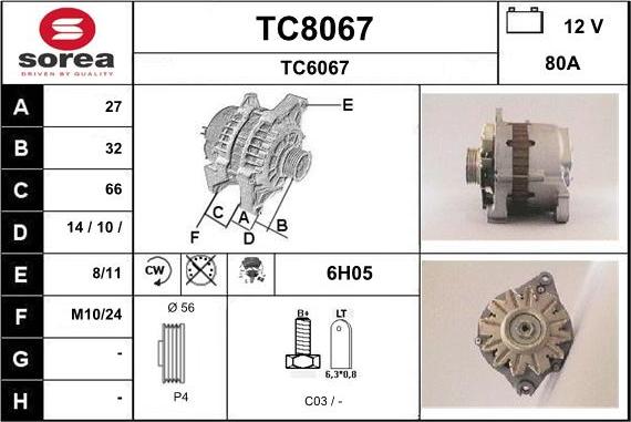 SNRA TC8067 - Alternator furqanavto.az