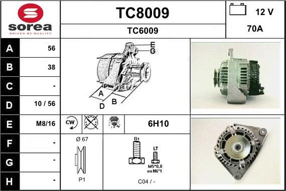 SNRA TC8009 - Alternator furqanavto.az