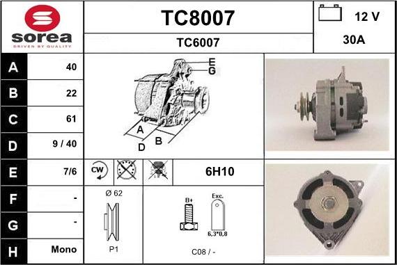 SNRA TC8007 - Alternator furqanavto.az