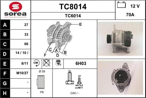 SNRA TC8014 - Alternator furqanavto.az