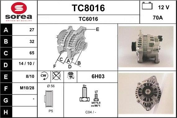 SNRA TC8016 - Alternator furqanavto.az