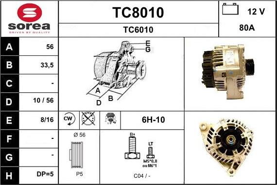 SNRA TC8010 - Alternator furqanavto.az
