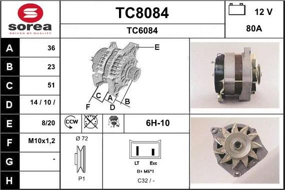 SNRA TC8084 - Alternator furqanavto.az