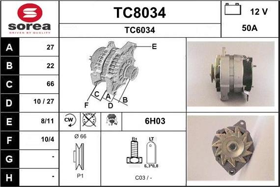 SNRA TC8034 - Alternator furqanavto.az