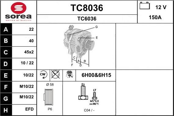 SNRA TC8036 - Alternator furqanavto.az