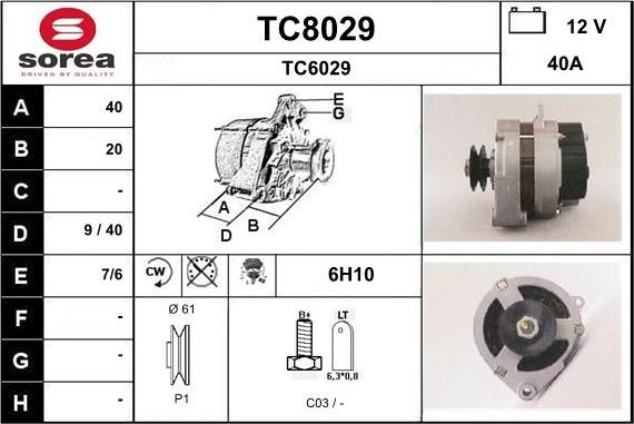 SNRA TC8029 - Alternator furqanavto.az
