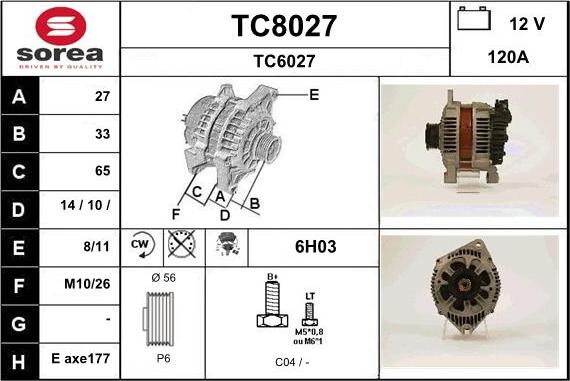 SNRA TC8027 - Alternator furqanavto.az