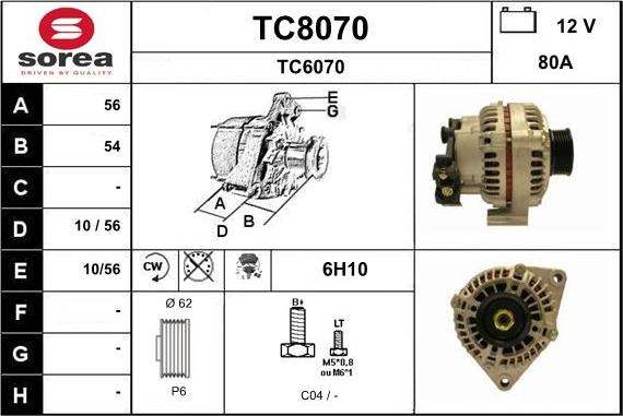 SNRA TC8070 - Alternator furqanavto.az