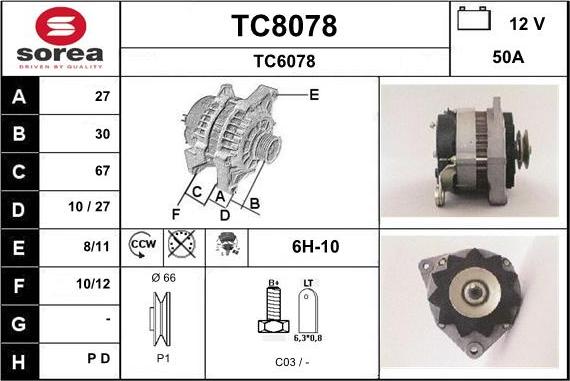 SNRA TC8078 - Alternator furqanavto.az