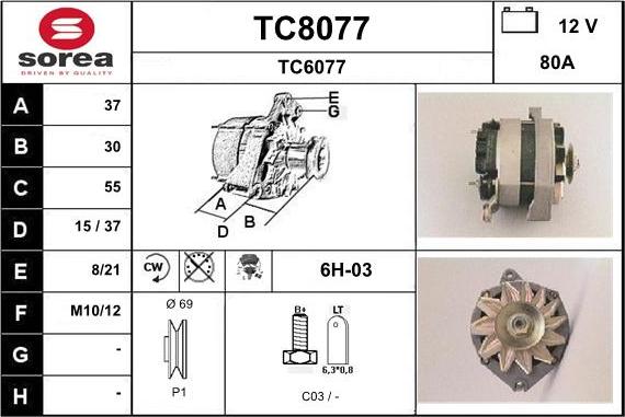 SNRA TC8077 - Alternator furqanavto.az