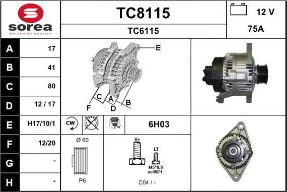 SNRA TC8115 - Alternator furqanavto.az