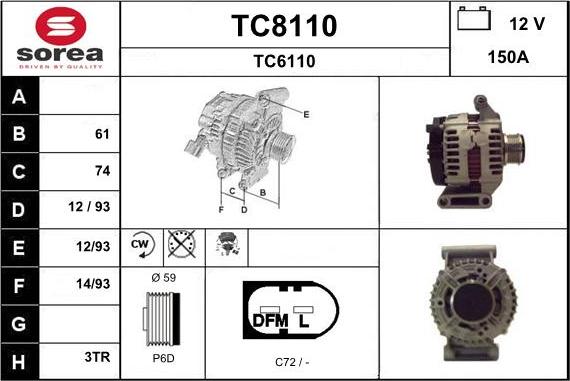 SNRA TC8110 - Alternator furqanavto.az