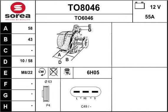 SNRA TO8046 - Alternator furqanavto.az