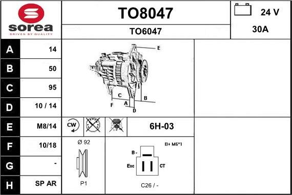 SNRA TO8047 - Alternator furqanavto.az