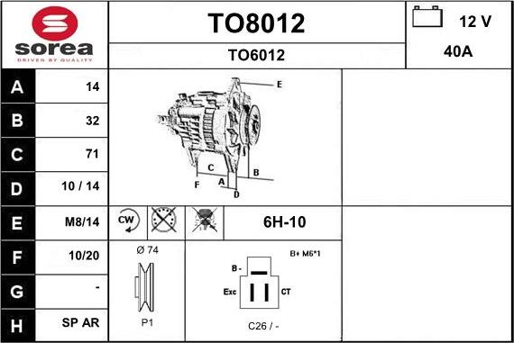 SNRA TO8012 - Alternator furqanavto.az