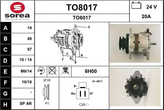 SNRA TO8017 - Alternator furqanavto.az