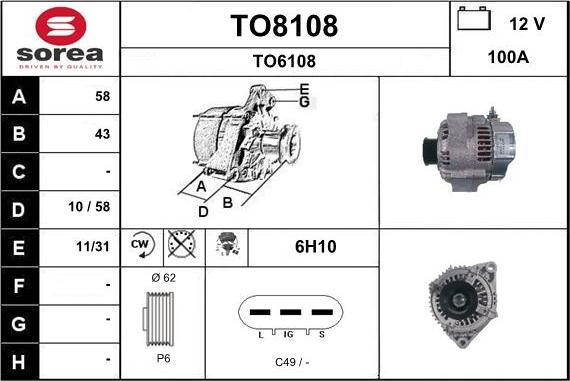 SNRA TO8108 - Alternator furqanavto.az