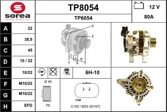 SNRA TP8054 - Alternator furqanavto.az