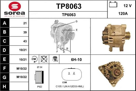 SNRA TP8063 - Alternator furqanavto.az