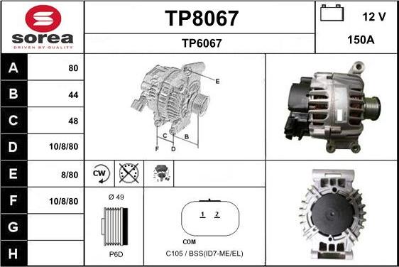 SNRA TP8067 - Alternator furqanavto.az