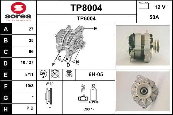 SNRA TP8004 - Alternator furqanavto.az